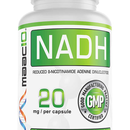 MAAC10 NADH Supplement 20mg Each 60 Capsules for Energy, Fatigue, Mental Focus & NAD+ Longevity Support | Pharmaceutical Grade 99% Pure NADH