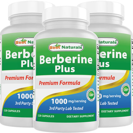 Best Naturals Berberine Plus 1000 mg/Serving 120 Capsules (120 Count (Pack of 3))