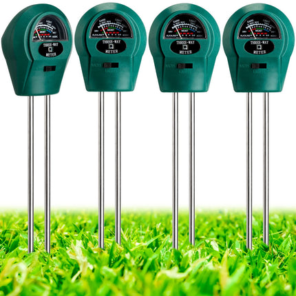 4 Pieces Plant Moisture Meter 3 in 1 Soil Moisture Meter for House Plants PH Tester Moisture Monitor for Gardening Indoor Outdoor Lawn Patio Farm Plants Care, No Battery Required (Green)