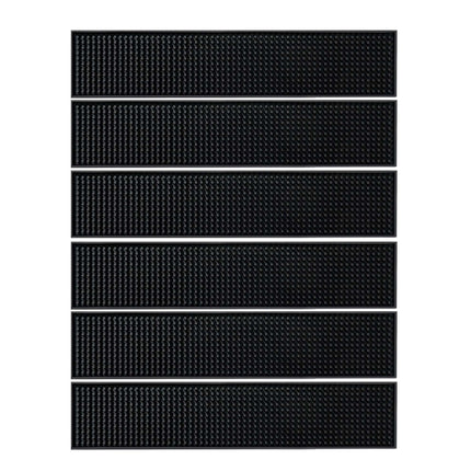 BARsics 17.5x3.5 inches Long PVC Bar Rail Mat Non-Slip Serving Spill Mat (Pack of 6)