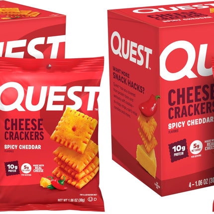 Quest Nutrition Cheese Crackers,Spicy Cheddar,10g of Protein,Low Carb,Made with Real Cheese,Protein Snack,4 Count (Pack of 2)