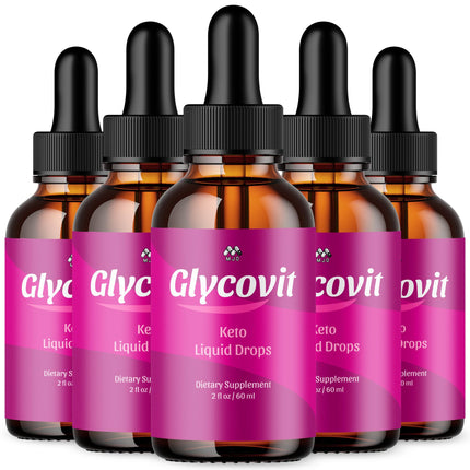 (5 Pack) Glycovit Drops, Official GlycovitDrops with All Natural Ingredients, Advanced Health and Wellness Vitamin Supplements Formula Max Strength Active Lifestyle Multivitamin Support (150 Servings)