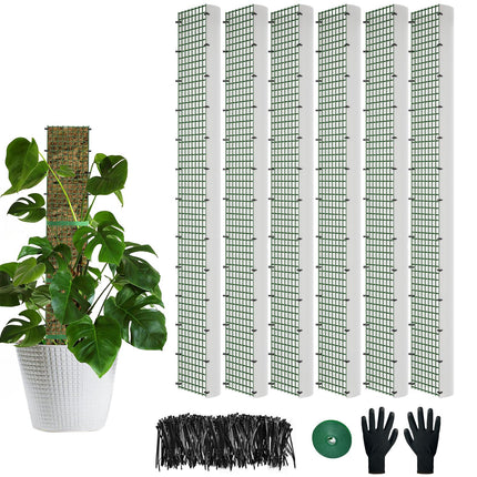 60"/40"/24" Metal Moss Pole, D Shape Sphagnum Moss Pole, Moss Poles for Climbing Plants, Monstera, Indoor Climbing Plants (6Pcs 40")