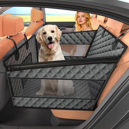 Instraella Dog Car Seat for Large Dogs, Back Seat Extender for Dogs, Foldable Pet Car Seat with Waterproof Oxford Fabric and Non-Slip Bottom, All-Around Protection and Strong Support, Grey