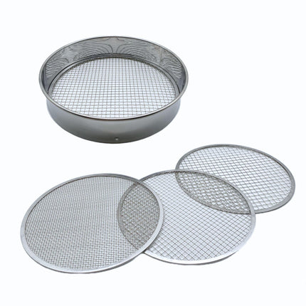 Soil Sifter Set with 3 Sieve Meshes for Rock and Sand - Stainless Steel