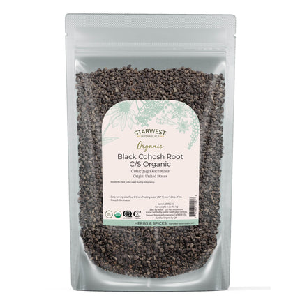 Starwest Botanicals Organic Black Cohosh Root - Dried Loose Herb for Tea, Cut & Sifted, Certified Kosher, Non-GMO - 4 oz Pouch