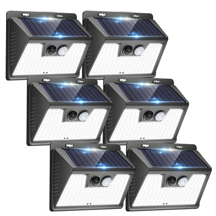 Peasur Solar Lights Outdoor Motion Sensor, 6 Pack 140 LED Solar Powered Fence Light Waterproof, 3 Modes Security Wall Lighting for Outside Yard Deck Garden