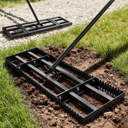Housolution 32"x10" Lawn Leveling Rake with Serrated Edge & Smooth Plate