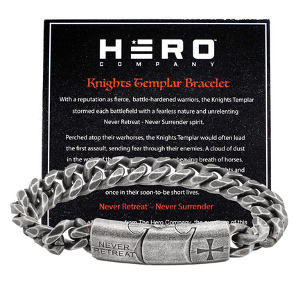 iHeartDogs Cuban Link Stainless Steel Bracelet for Men 'Knights Templar'
