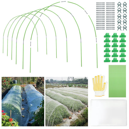 Saihisday Garden Netting Kit for Raised Beds, 10x30FT Ultra Garden Mesh Netting＆ 36Pcs 17 Inch Fiberglass Garden Hoops Row Cover Insect Netting Vegetables Fruits Flowers Protection from Insect Bird