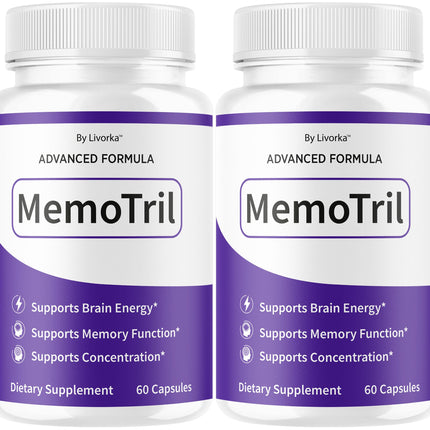 (2 Pack) Memotril Capsules - Official Memo Tril Advanced Brain Health Supplement Support Pills, All Natural Formula Memotril Vitamins For Overall Health & Wellness Reviews, 120 Capsules For 2 Months