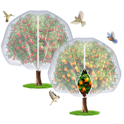 TMFsode Fruit Tree Netting with Zipper and Drawstring, 6Ft x 6Ft, 2Pcs