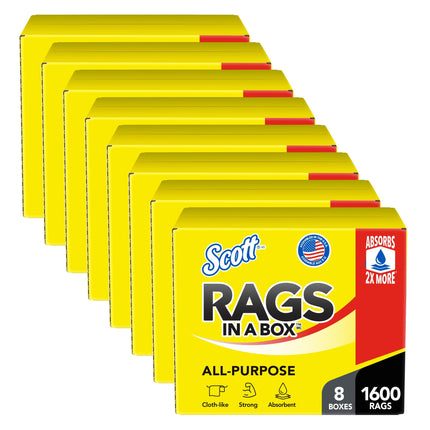Scott Rags In A Box, 200 Towels/Box, 8 Boxes/Case