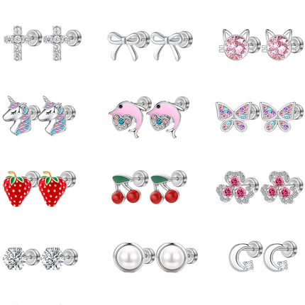 18 Pairs Hypoallergenic Screw Back Earrings for Girls Women