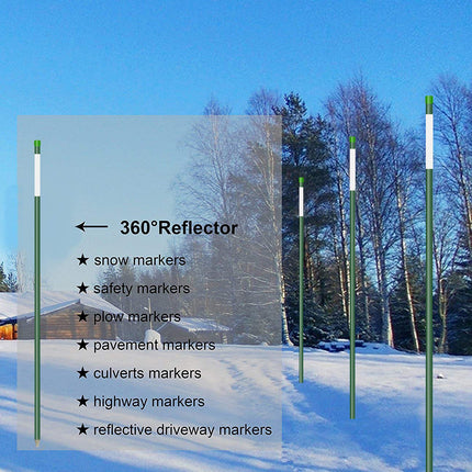 FiberMarker 36-Inch Driveway Reflective Markers Dark Green, 5/16-Inch Dia Snow Poles Snow Markers (20pcs)
