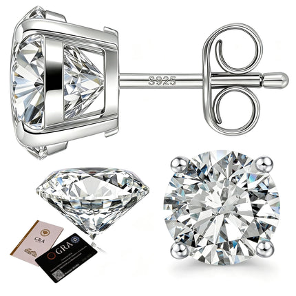 Moissanite Earrings Studs for Women and Men, 925 Sterling Silver