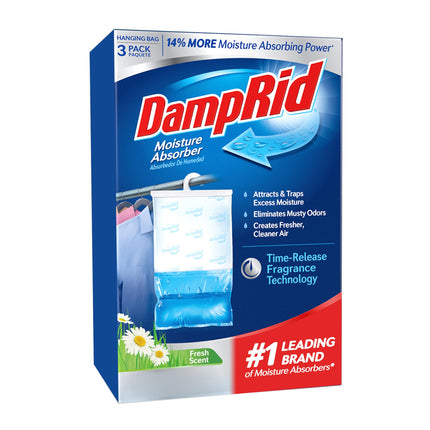 DampRid Fresh Scent Hanging Moisture Absorber, 16 oz., 3 Pack - Eliminates Musty Odors for Fresher, Cleaner Air, Ideal Moisture Absorbers for Closet, 14% More Moisture Absorbing Power*