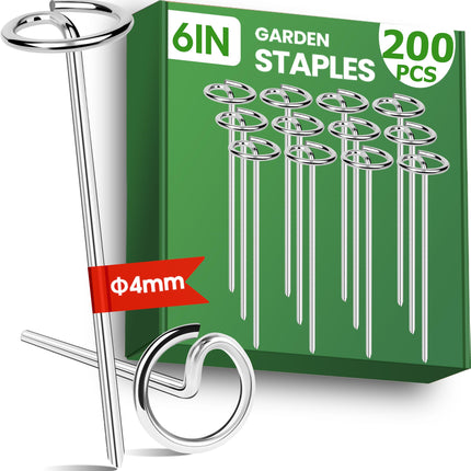 6 Inch Landscape Staples, Weed Barrier Fabric Stakes, Garden Pins (200pcs)