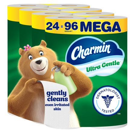 Charmin Ultra Gentle Toilet Paper, 24 Mega Rolls (Equivalent to 96 Regular Rolls),White