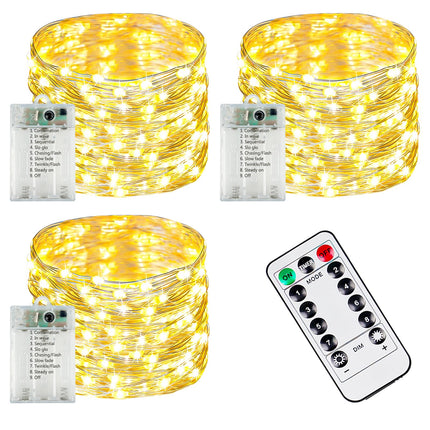 3 PK 78FT 240LED Fairy Lights Battery Operated with Timer Remote Warm White