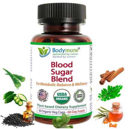 Bodymune Blood Sugar Blend – Organic Blood Sugar Support Supplement – with Bitter Melon Capsules, Moringa, & Black Seed Oil – 66 Capsules – USDA Organic, Vegan, Non-GMO