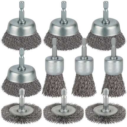 WENORA 10 Pcs Wire Brush for Drill, Coarse Carbon Steel Crimping Wire Wheel