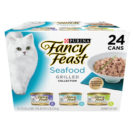 Purina Fancy Feast Grilled Seafood Wet Cat Food, 3 oz Cans, 24-Pack