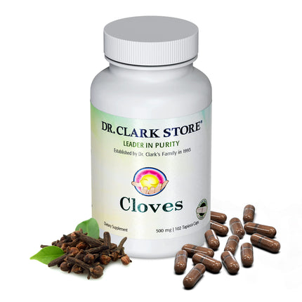 Dr Clark Store Cloves Supplement 500mg for Digestive Comfort and Balanced Internal Cleansing Support, 102 Tapioca Capsules for a 102-day Supply of Pure Botanical Wellness, Non-GMO and Gluten Free