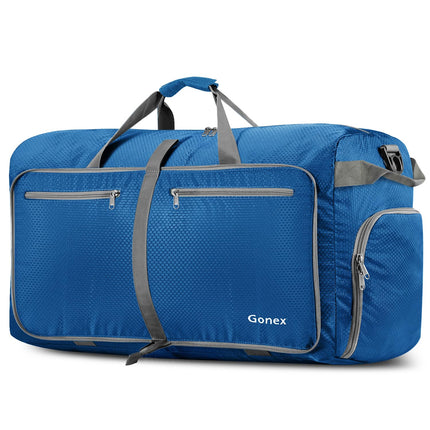 Gonex 60L Packable Travel Duffle Bag Foldable Duffel Bags for Luggage Gym Sports Camping Travelling Cycling Storage Shopping Water & Tear Resistant Deep Blue