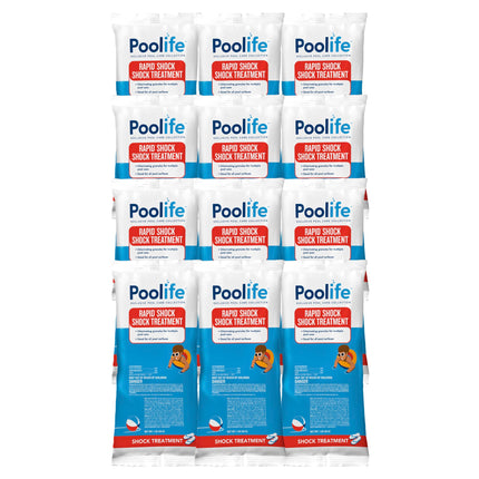 Poolife Rapid Shock for Pool Algae, Bacteria, Contaminant Removal - Fast-Dissolving, CYA-Free Calcium Hypochlorite Pool Shock for Clean Water - Chlorine Granules for Above/Inground Pools - 1lbx12 Bag