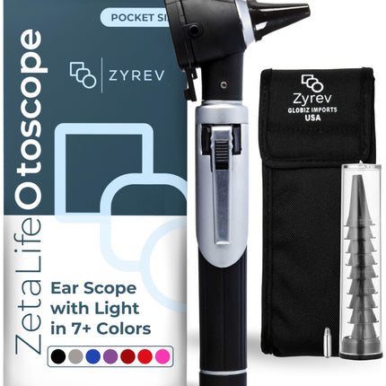 Zyrev ZetaLife Otoscope - Ear Scope with Light, Ear Infection Detector, Pocket Size (Gray Color)