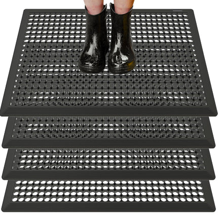 BESEA 4 Pack 24 x 36 Inch Rubber Floor Mats, Non-Slip Drainage Mats