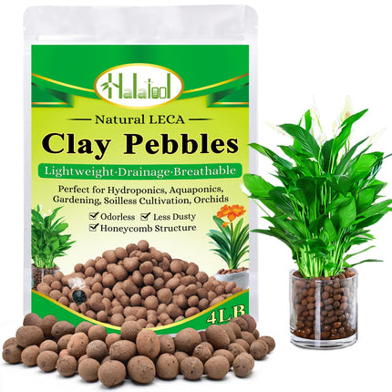 Halatool 4LB Leca Balls for Indoor Plants, 4-16mm Clay Pebbles for Drainage