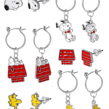 SALLY ROSE Peanuts Woodstock and Snoopy Earrings Pack of 6 Pairs Official