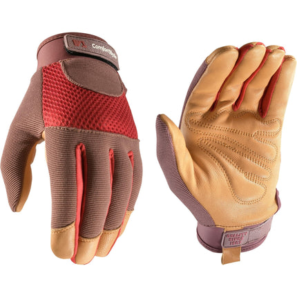 Wells Lamont Women's Breathable ComfortHyde Leather Hybrid Work Gardening Gloves, Medium (7872M)