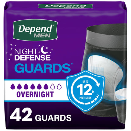 Depend Guards Incontinence Pads for Men, Overnight Absorbency, 42 Count, Packaging May Vary