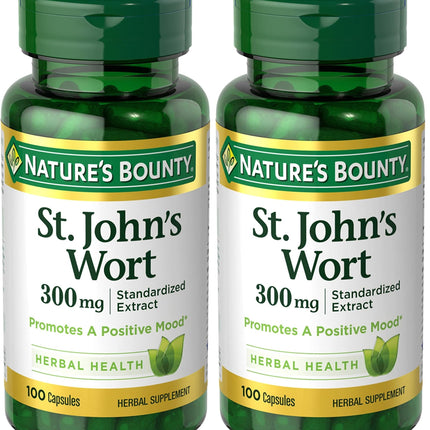 Nature's Bounty St. John’s Wort 300mg Capsules, Herbal Health Supplement, Promotes a Positive Mood, 1 Count (Pack of 200)