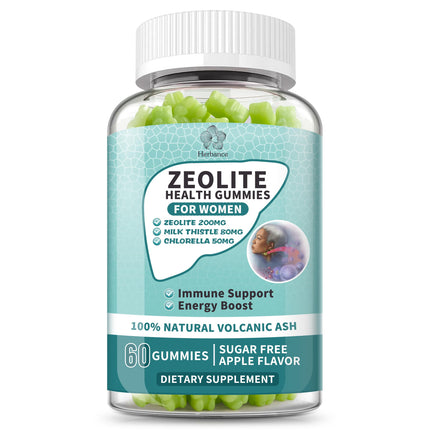 Zeolite Gummies for Women - Zeolite Supplement with Milk Thistle, Chlorella, Vitamin B12 & D3 - Supports Heavy Metal, Immune Health, Natural Metabolism, Energy & Clear Skin - 30 Day Vegan Supply