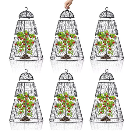Dadywheels Easy-Snap Open Design Chicken Wire Cloche (6-Pack) - Adjustable Garden Plant Protectors from Birds & Animals for Large Plants & Flowers,14" D x 20" H