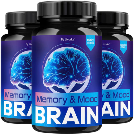 (3 Pack) Memory Mood and Brain Capsules - Official Daily Support Brain Health Supplement Pills Advanced Formula, Memory & Mood Brain & Memory Focus Reviews, 180 Capsules for 3 Months