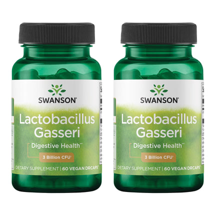 Swanson Lactobacillus Gasseri Probiotic for Adults Seeking Digestive and Metabolic Support with 3 Billion CFU - Acid-Resistant, No Refrigeration (60 Vegan Capsules, 2 Pack)