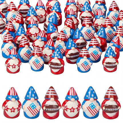 Geelin 60 Pcs Patriotic Gnomes Figurines Mini Red White Blue Gnomes Resin Ornament, Tiny Gnome Table Centerpieces Decorations for 250th Anniversary Independence Day Decor USA Party Favors
