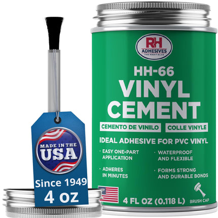 HH-66 Vinyl Cement 4 oz - Waterproof PVC & Vinyl Glue for Pools, Tarps