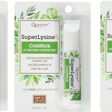 Super Lysine Plus+ ColdStick, SPF 21, Regular 0.18 oz (Pack of 3) by Quantum Research
