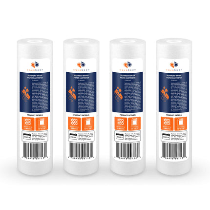 Aquaboon 5 Micron 10 x 2.5 Sediment Filter - Whole House Water Filter Replacement Compatible with Well Water Filters - P5, AP110, WHKF-GD05, 4 Pack