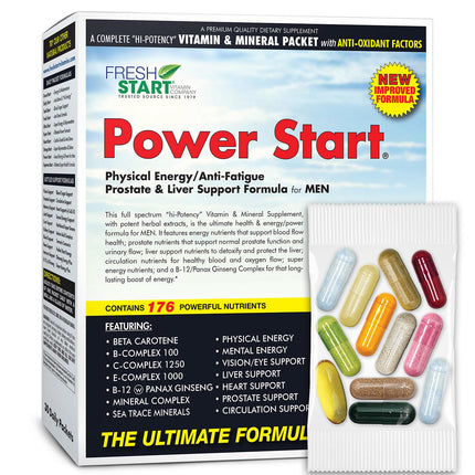 Power Start All-in-One Men's Daily Vitamin Pack - Men’s Vitality & Stamina - Tongkat Ali, Tribulus, Maca Root, L-Arginine & Saw Palmetto - 30 Day Supply