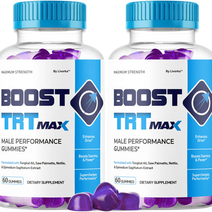 (2 Pack) Boost TRT Max - Official Boost TRT Max Gummies for Men Advanced Natural Formula, Male Gummies for Maximum Performance & Support for Overall Wellness, Booster TRT Max for 2 Months