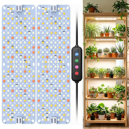 SDOVUERC Full Spectrum 384 LEDs Grow Lights, 24W Plant Grow Lights for Indoor Plants with Daisy Chain Function, Sunlike Spectrum,4/8/12/16/20H Timer for Seed Starting(Pack2)