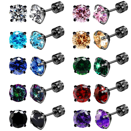 Stainless Steel Screw Back Stud Earrings for Men Women