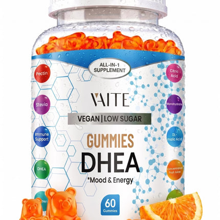 VAITE DHEA 50mg Gummies for Men and Women – Hormone Balance, Energy & Mood Support – Immune System Booster – Vegan, Gluten-Free, Non-GMO – Perimenopause & Menopause Supplement 60 Chews